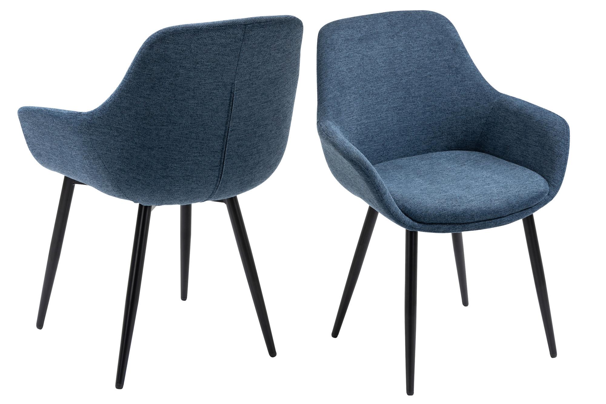 Set Naslanjačev Lena, Temno Modra, 2-Delni - črna/temno modra, Moderno, kovina/tekstil (64/86/59cm) - Livetastic