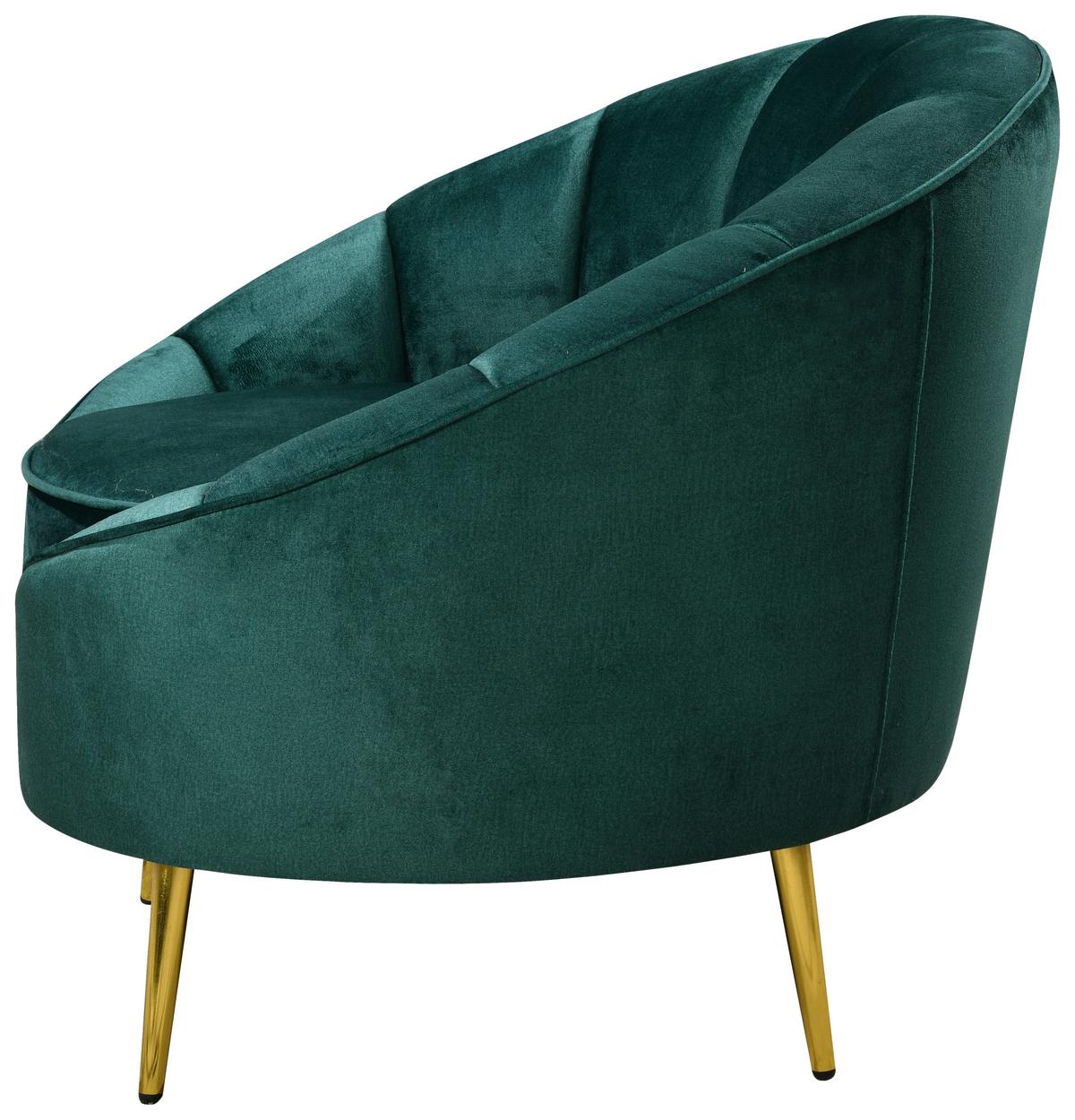 Fotelj Stella, Zelena - zelena/barve medenine, Design, kovina/tekstil (87/76/82cm) - Livetastic
