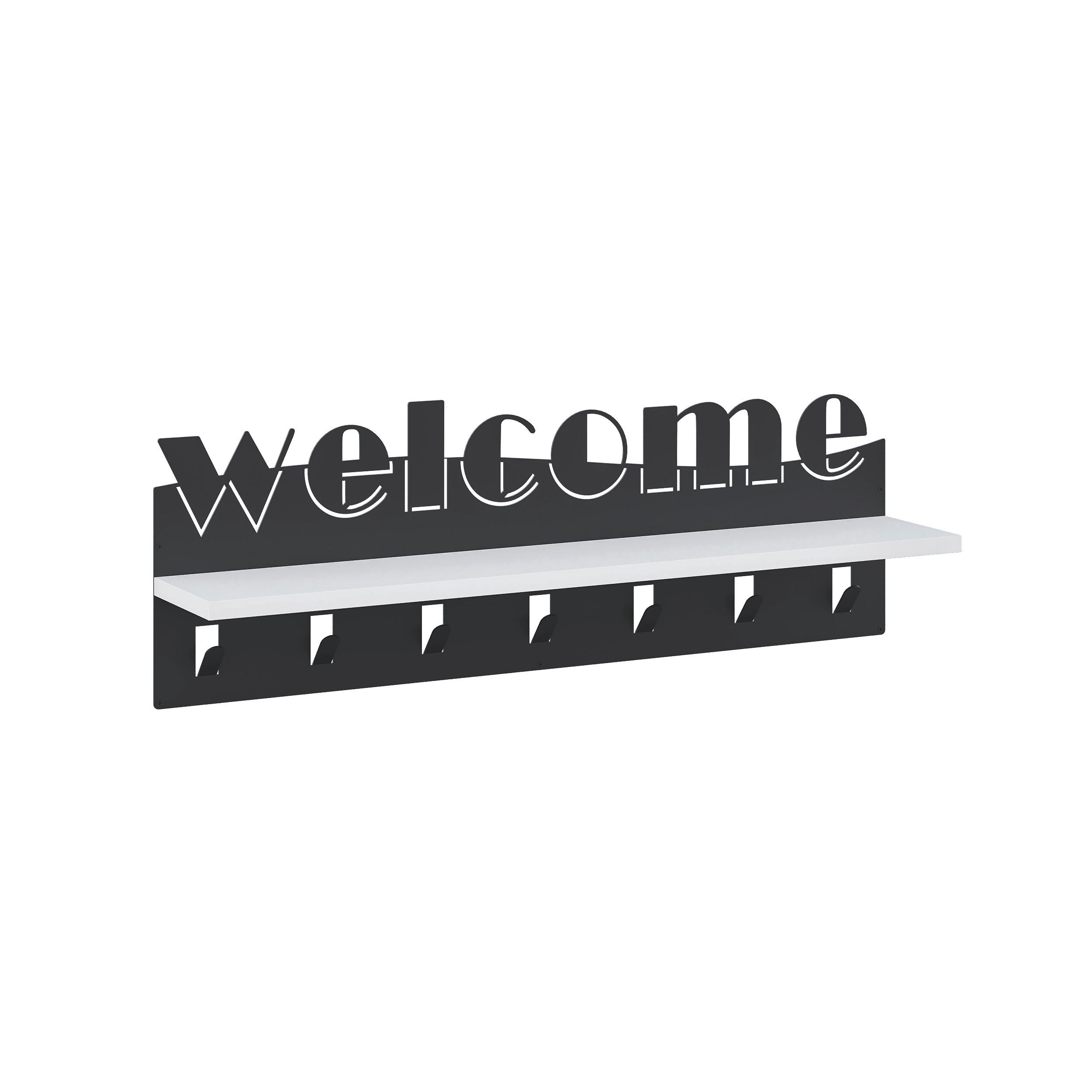 Wandgarderobe Welcome ca. 86x27x15 cm Anthr./Weiß - Weiß, Design, Holzwerkstoff/Metall (86/27/15cm) - Livetastic