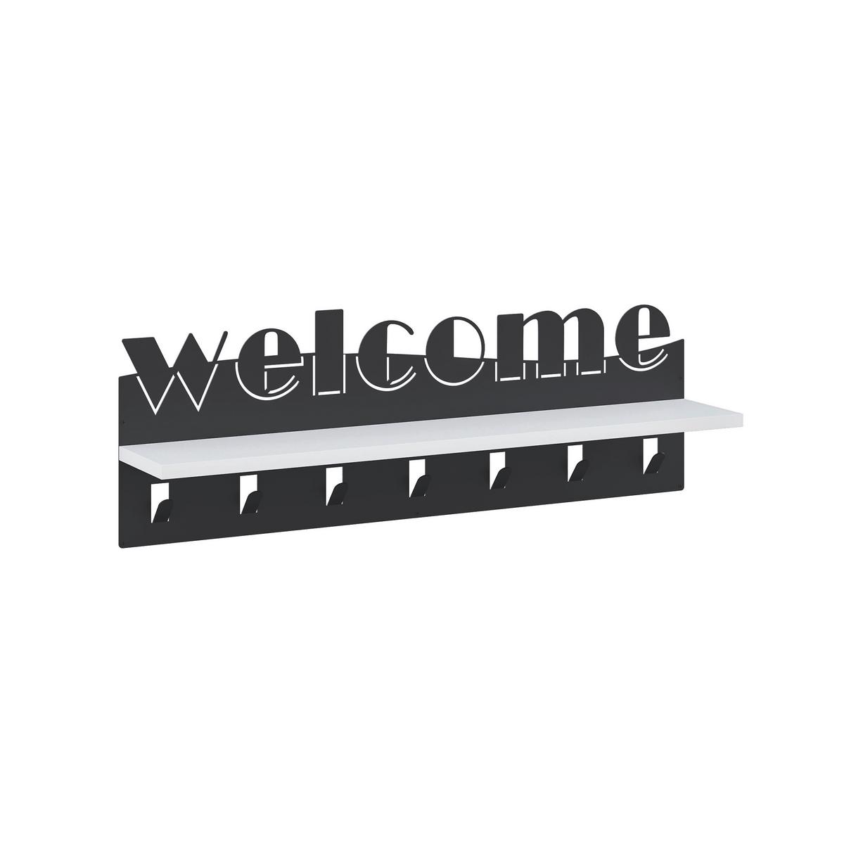 Wandgarderobe Welcome ca. 86x27x15 cm Anthr./Weiß - Weiß, Design, Holzwerkstoff/Metall (86/27/15cm) - Livetastic