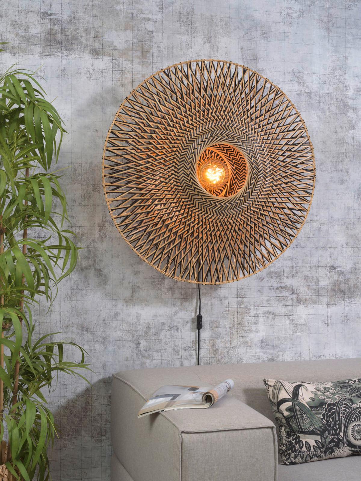 Wandleuchte Bali in Schwarz/Braun max. 40 Watt - Hellbraun/Schwarz, Natur, Naturmaterialien/Metall (87/20cm) - Good & Mojo