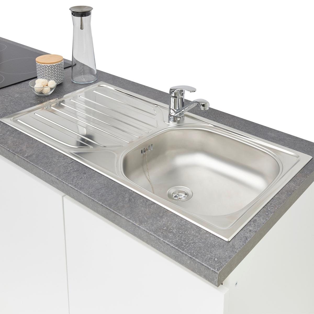 Küchenblock Premium Weiß B: ca. 280 cm - Weiß/Grau, MODERN, Holzwerkstoff (280cm) - Respekta