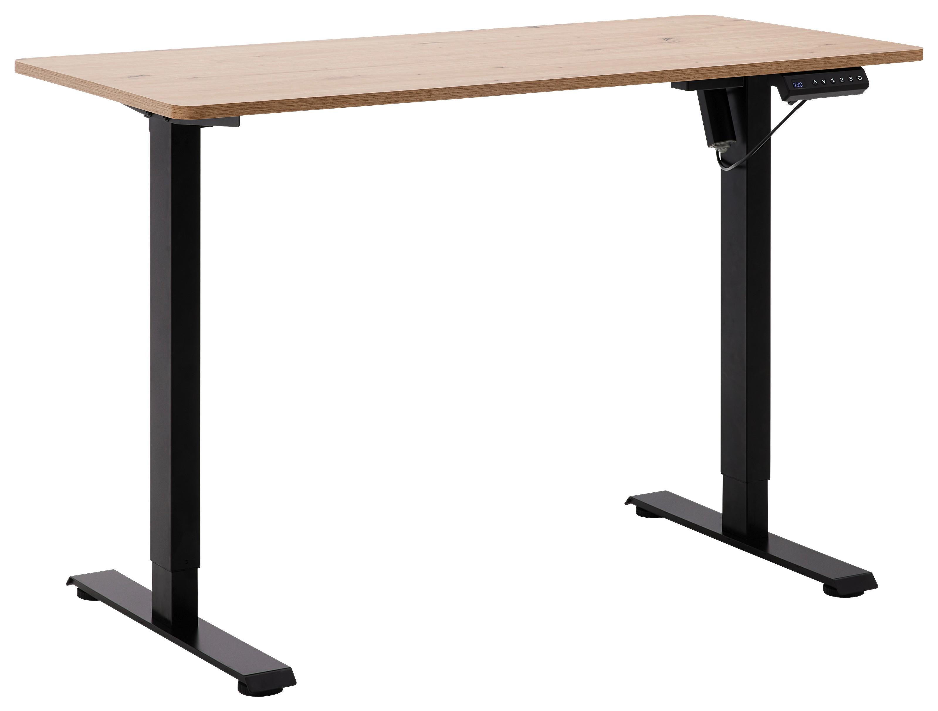 Schreibtisch Emil II Schwarz/Eiche Artisan - Schwarz/Eiche Artisan, MODERN, Holzwerkstoff/Metall (120/72-118/60cm) - Mömax
