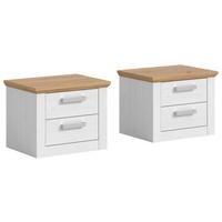 Nachtkasten VERONA 2 Stück Lärchefarben, Eiche Artisan - Silberfarben/Lärchefarben, ROMANTIK / LANDHAUS, Holzwerkstoff/Kunststoff (56/43/39cm) - Livetastic