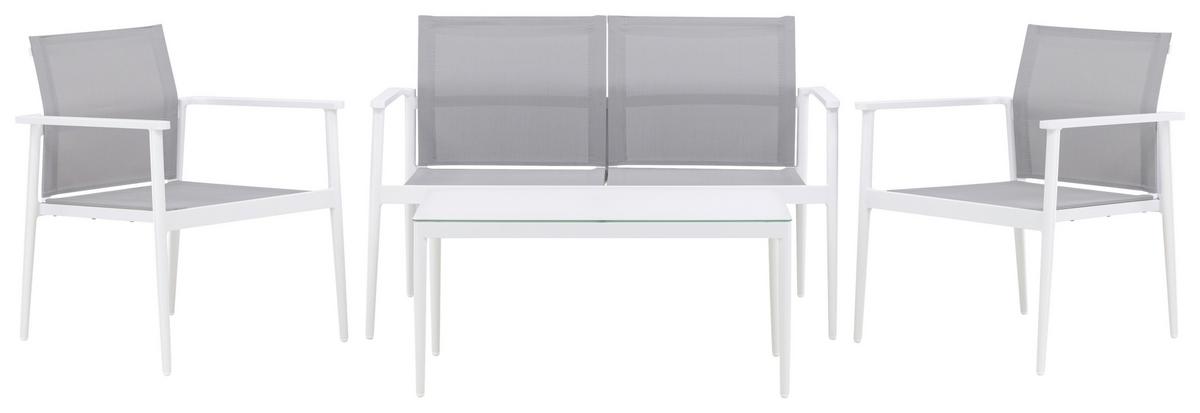 Loungegarnitur Break Weiß/Grau - Weiß/Grau, KONVENTIONELL, Glas/Textil - Gardenson