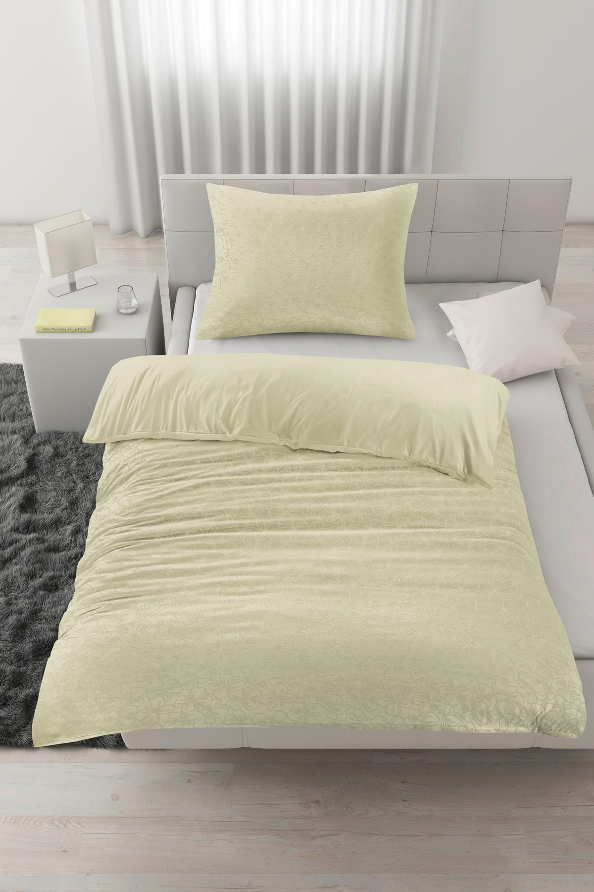 Lenjerie de pat Blume, cca. 140x200/50x70 cm - verde mentă, Konventionell, textil (140/200cm) - Mömax