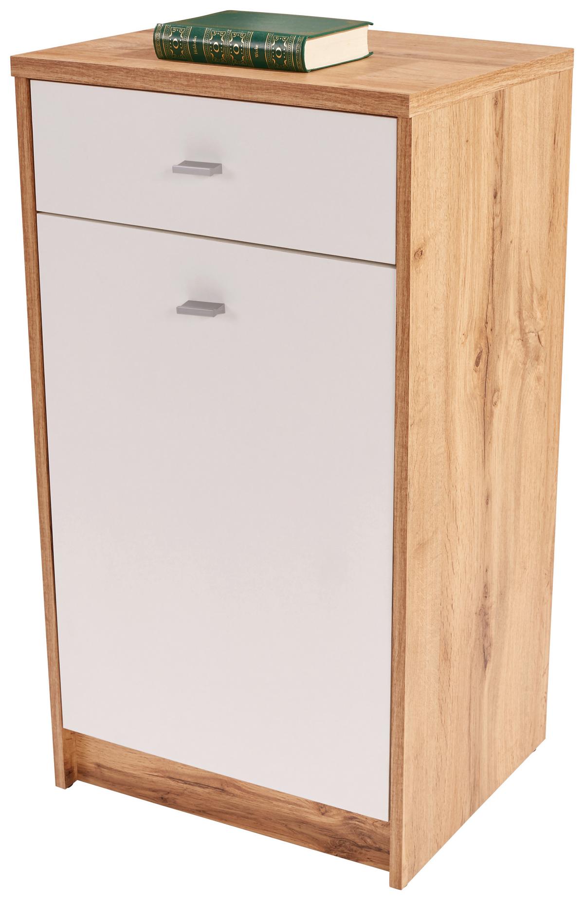 Comodă 4-You - alb/culoare lemn stejar, Modern, material pe bază de lemn (50/85,4/34,6cm) - Modern Living