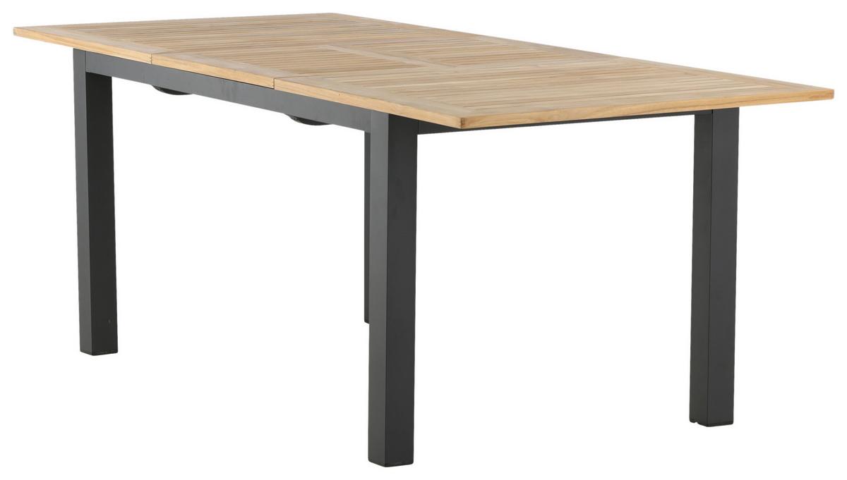 Gartentisch Panama ca. 210x90 cm Schwarz/Teakholz - Schwarz/Teakfarben, KONVENTIONELL, Holz/Metall (210/90/75cm) - Gardenson