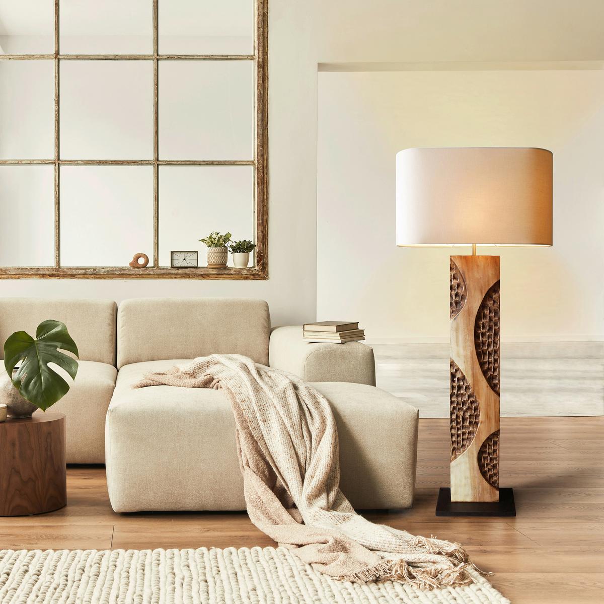 Stoječa Svetilka Acacia - črna/bela, Design, kovina/tekstil (40/171/20cm) - P & B