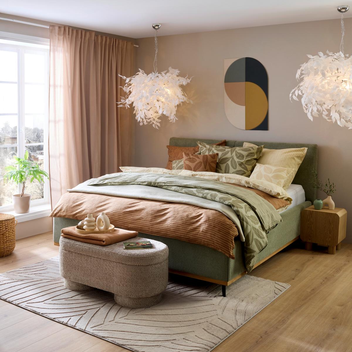 Bett Emily Grün ca. 180x200cm - Schwarz/Grün, KONVENTIONELL, Holzwerkstoff/Textil (180/200cm) - Premium Living