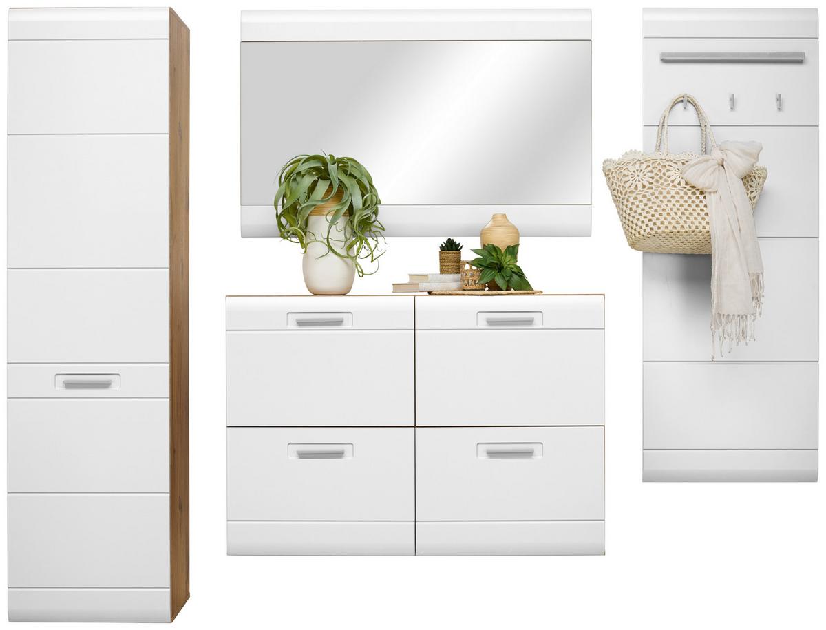 Dulap pentru pantofi Auris - alb/culoare lemn stejar, Modern (120/82,7/37,1cm) - Modern Living