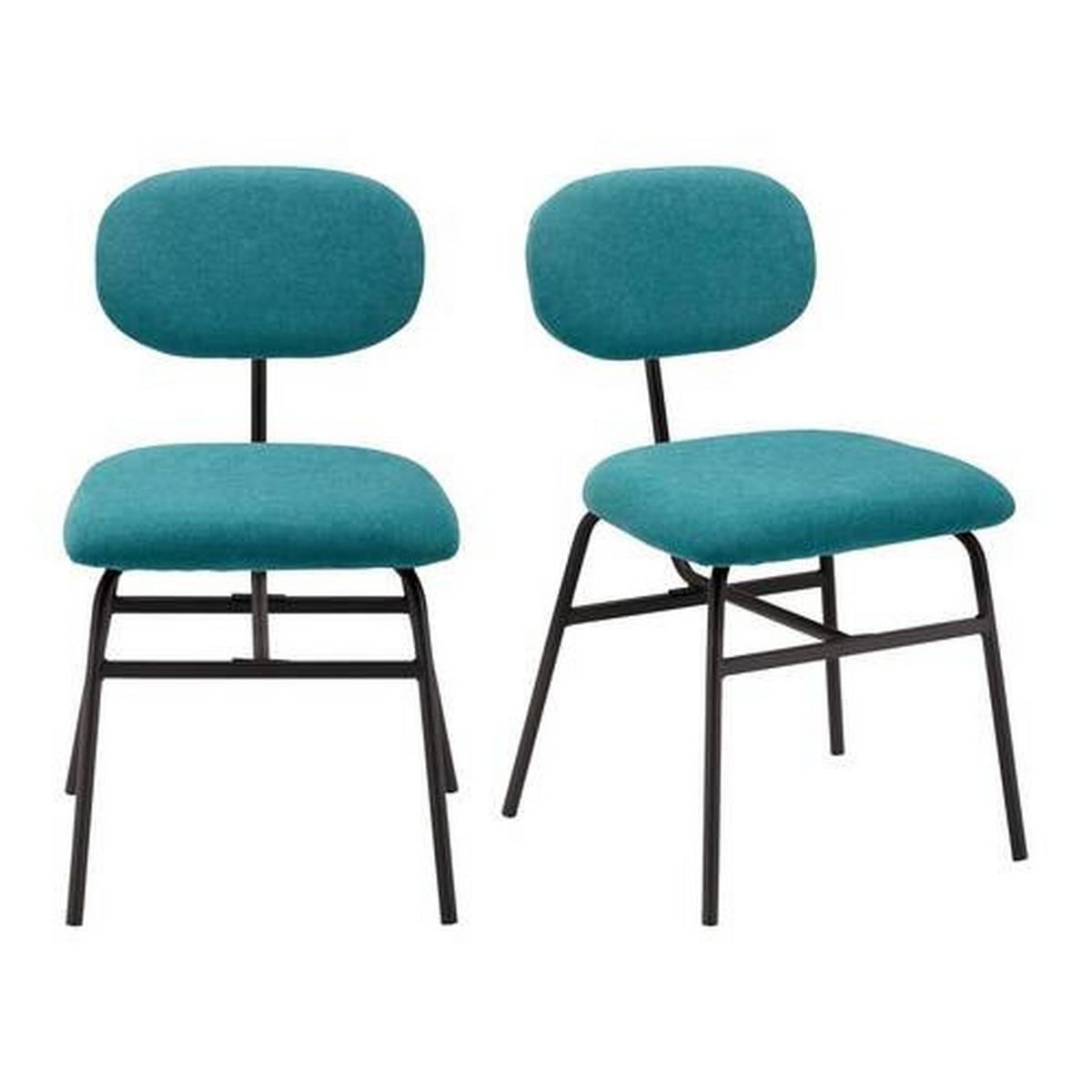 Stuhl-Set "Pino", türkis - Türkis/Schwarz, MODERN, Holz/Textil (46/80/55cm) - Bessagi Home