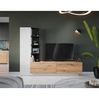 Ansamblu mobilier camera de zi TEVISA - alb/culoare lemn stejar, Modern, material pe bază de lemn (230/180/41,6cm) - Modern Living