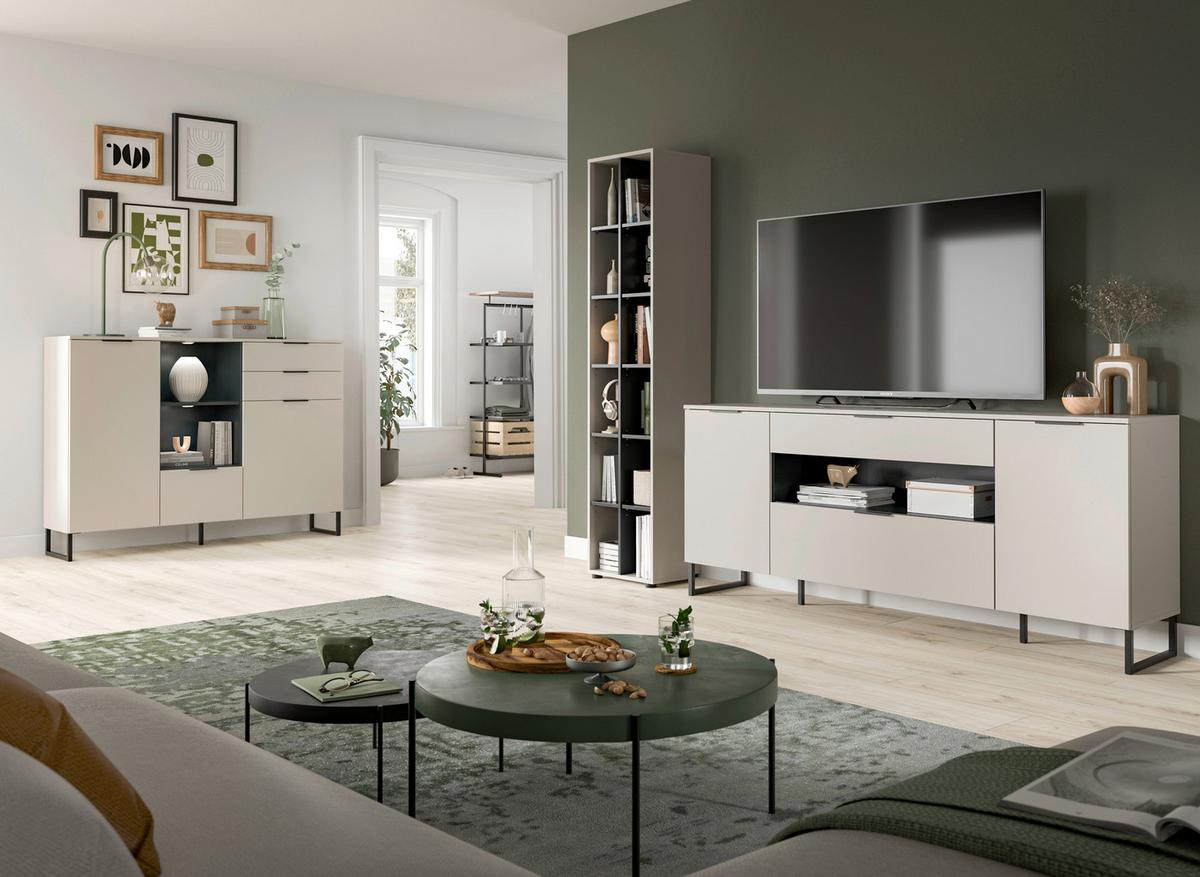 Dnevni Regal Noida, Kašmir, Črna, 2-Delni - kašmir/črna, Design, kovina/leseni material (245/192/41cm) - Livetastic