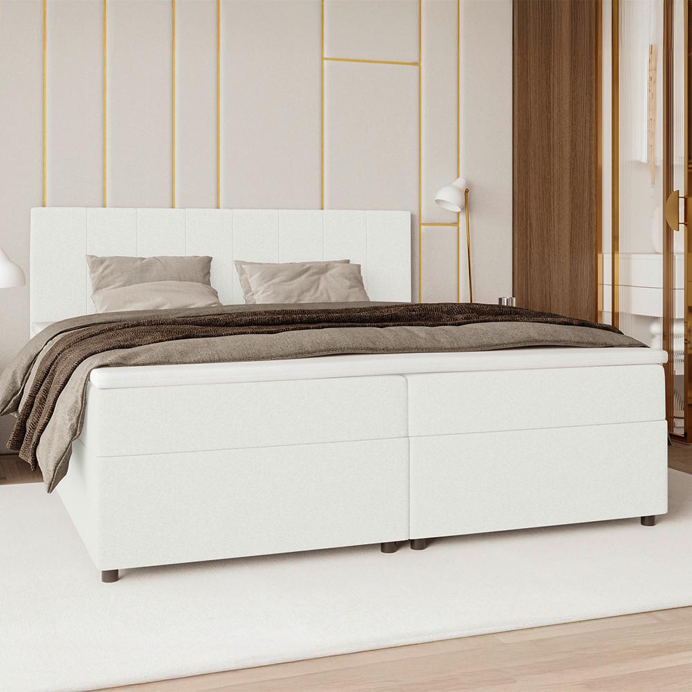 Boxbett Odin Creme ca. 180x200cm - Creme/Schwarz, KONVENTIONELL, Kunststoff/Textil (180/200cm) - Based