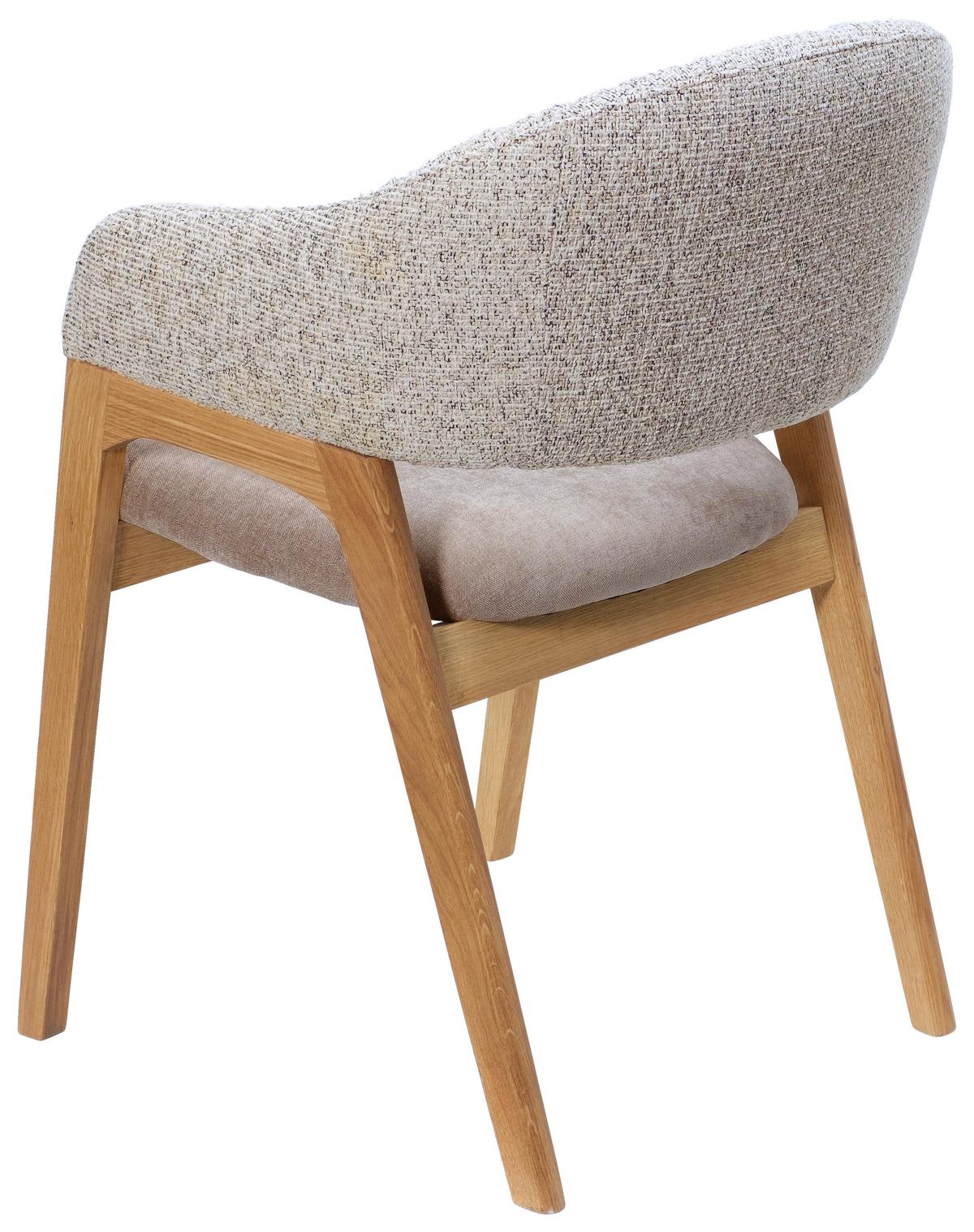 KRZESŁO Z PODŁOKIETNIKAMI BERTI - kolor dębowy/taupe, Konventionell, tkanina/drewno (56,5/82,5/59,5cm) - Linea Natura