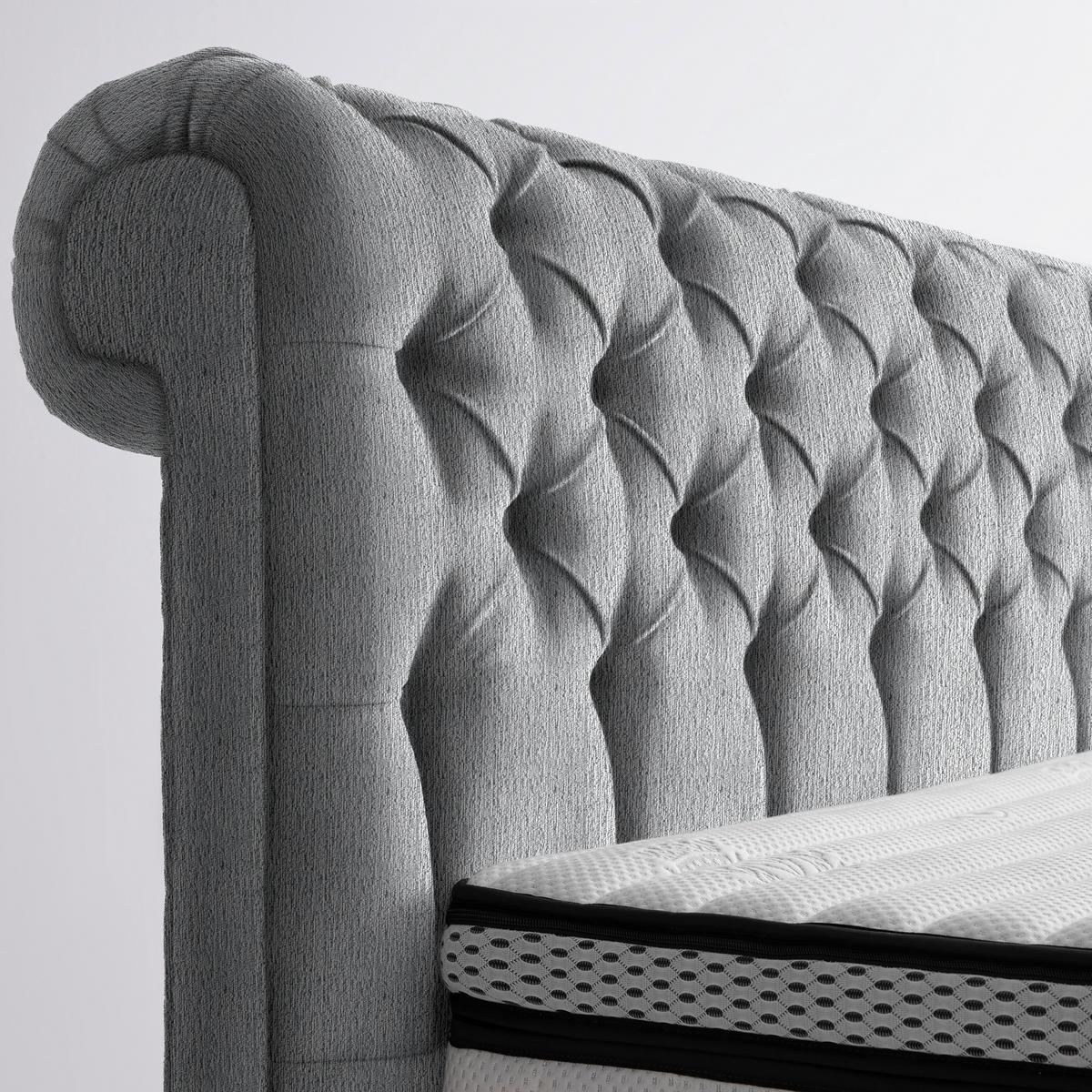 Boxspringbett Queen in Dunkelgrau ca. 160x200cm - Chromfarben/Dunkelgrau, KONVENTIONELL, Textil (160/200cm) - Premium Living