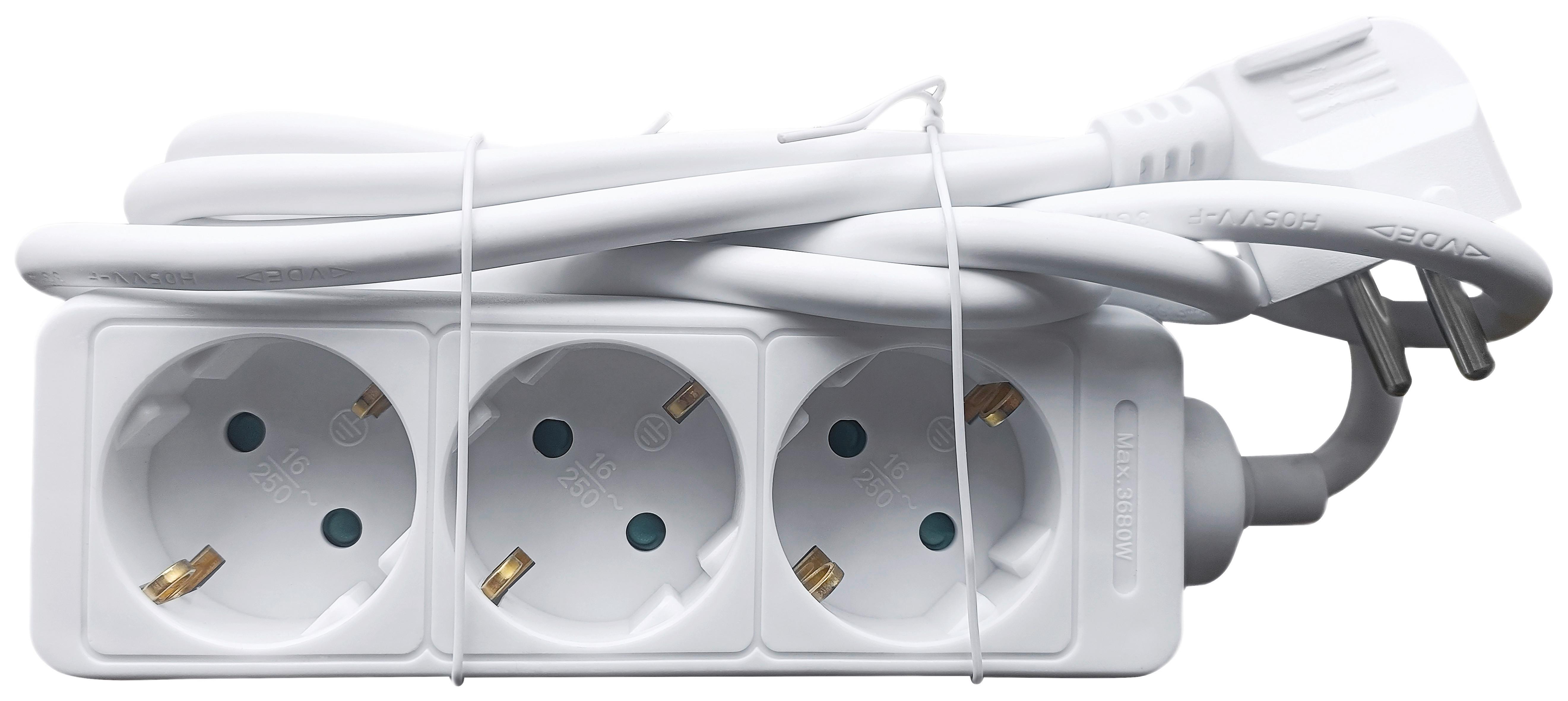 Steckdosenleiste Tibm in Weiß max. 3680 Watt - Weiß, Basics, Kunststoff (18/6,9/3,9cm) - Mömax