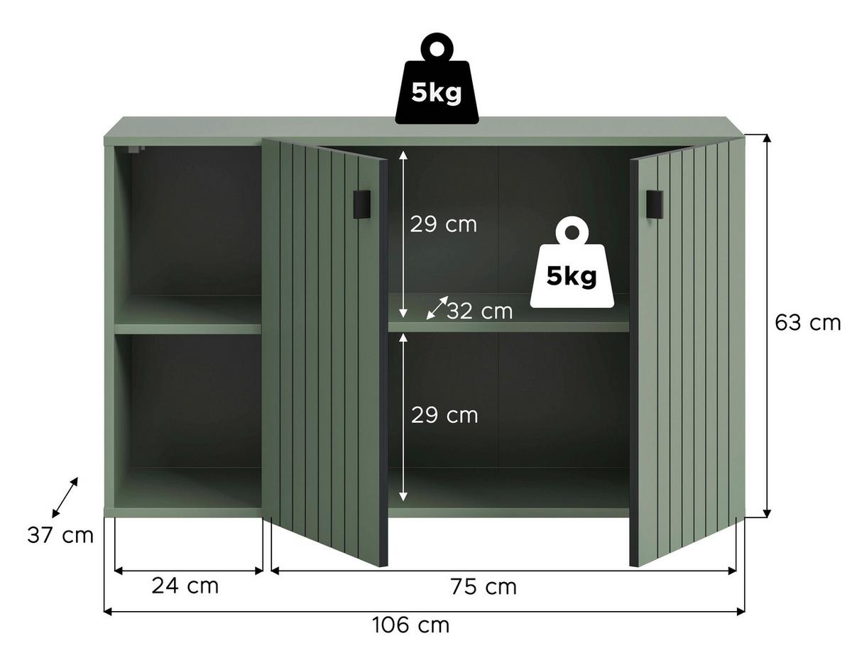 Omara Za Čevlje Station, Sivozelena - črna/sivozelena, Design, kovina/umetna masa (106/63/37cm) - MID.YOU
