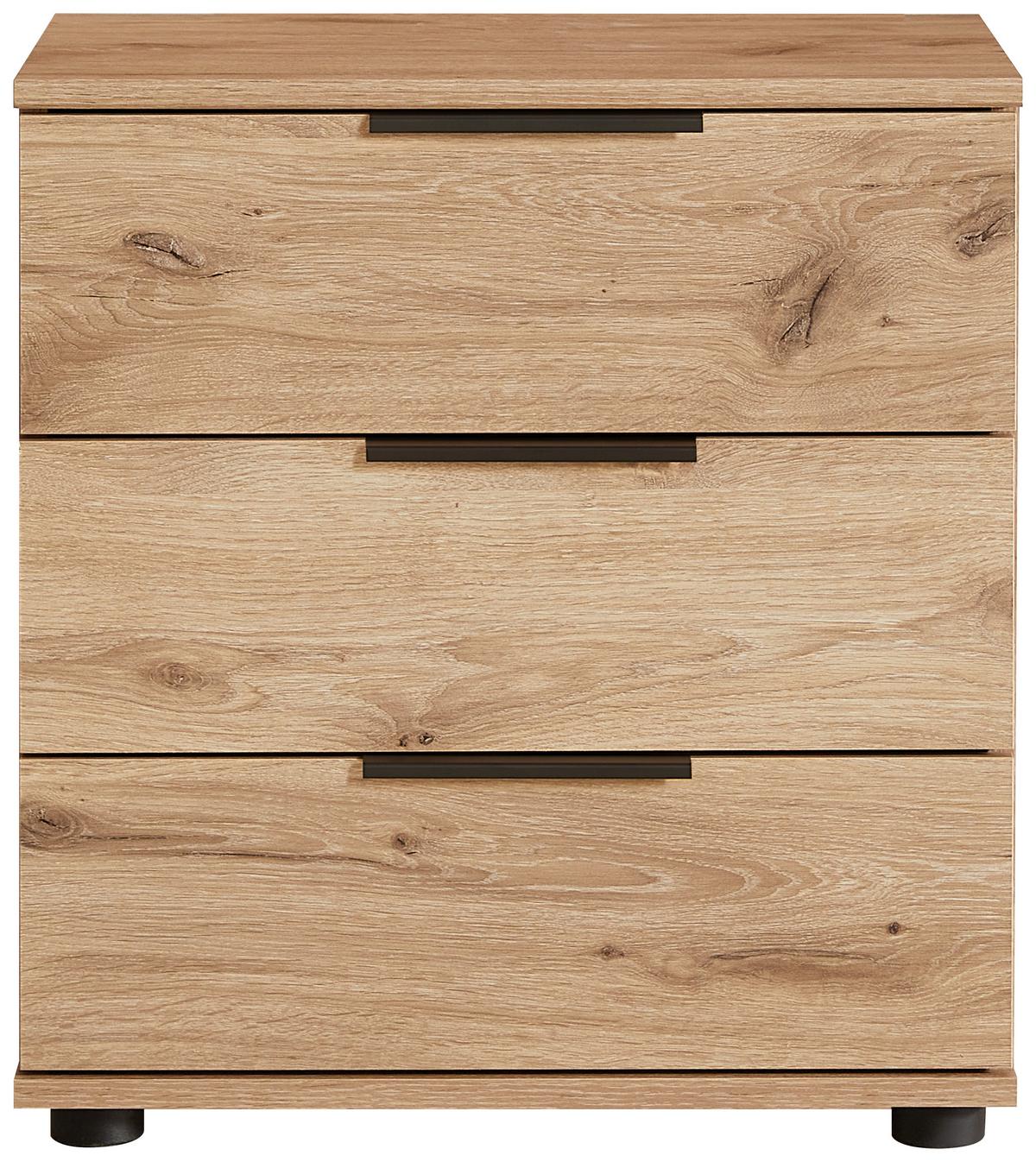 Nachtkästchen easy plus black a Eichefarben - Eichefarben/Schwarz, KONVENTIONELL, Holzwerkstoff/Metall (52/58/38cm) - Mömax