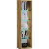 Regal Rasato L, Hrast - barve hrasta/barve medu, Basics, steklo/leseni material (21/77/20cm) - MID.YOU