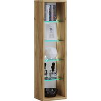 Regal Rasato L, Hrast - barve hrasta/barve medu, Basics, steklo/leseni material (21/77/20cm) - MID.YOU