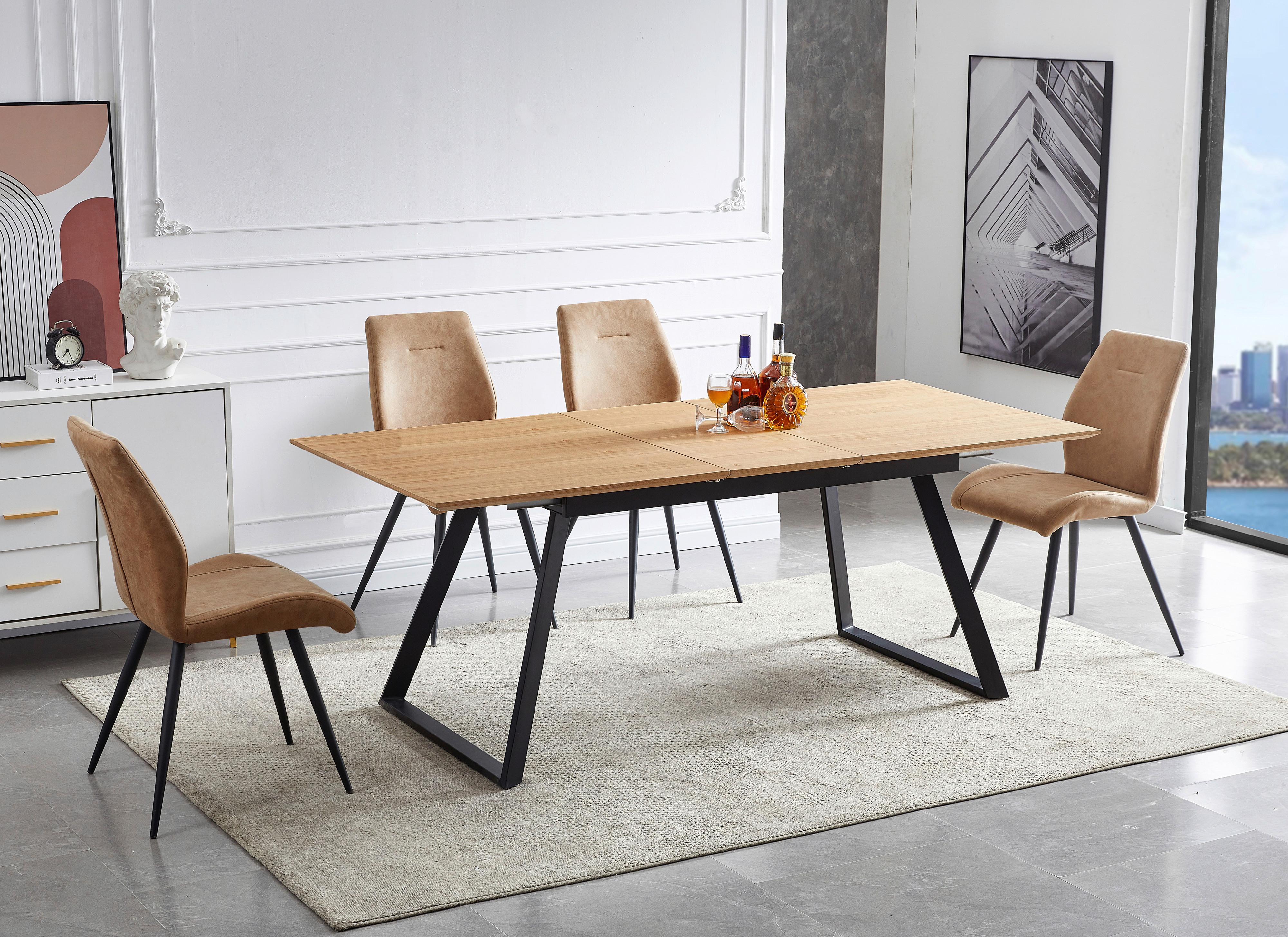 Raztegljiva Jedilna Miza Track, 160-200 X 90 Cm - črna/naravne barve, Moderno, kovina/leseni material (160-200/90/75cm) - Modern Living