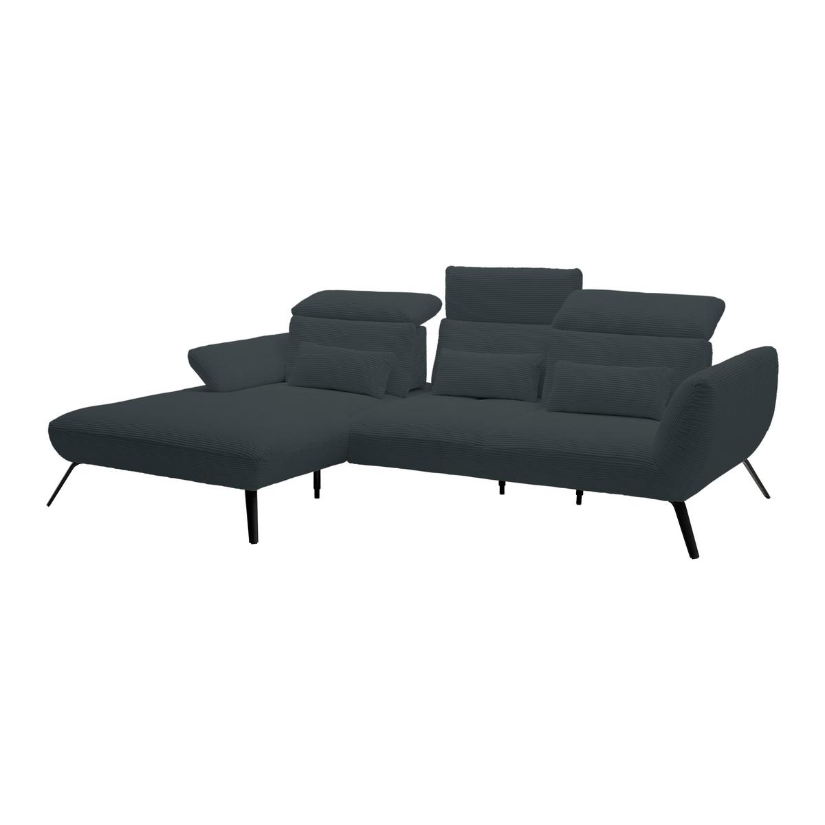 Wohnlandschaft Seattle Schwarz - Schwarz/Weiß, MODERN, Holzwerkstoff/Textil (196/301cm) - Premium Living