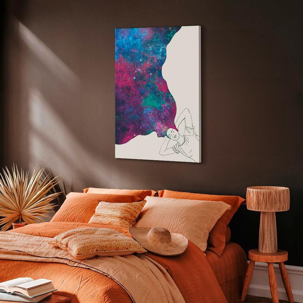 Slika Na Platnu Cosmic Dreams - modra/bela, Basics, tekstil/les (60/90/1,2cm) - artgeist