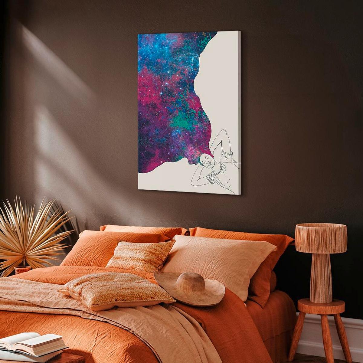 Slika Na Platnu Cosmic Dreams - modra/bela, Basics, tekstil/les (80/120/1,2cm) - artgeist
