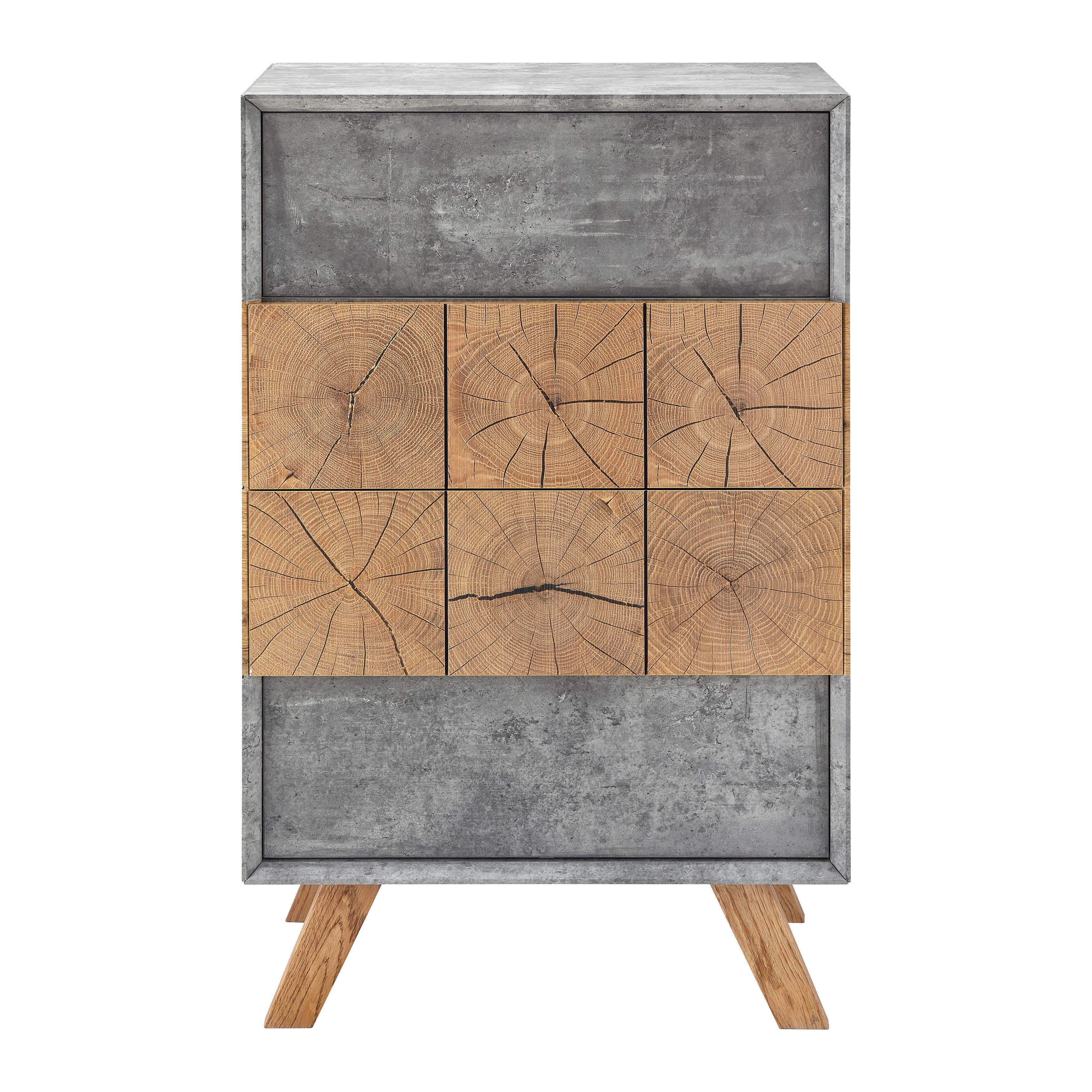 Kommode Holz, "Casper", aus Eiche, teilmassiv - Eichefarben/Grau, MODERN, Holz (60/95/40cm) - Bessagi Home