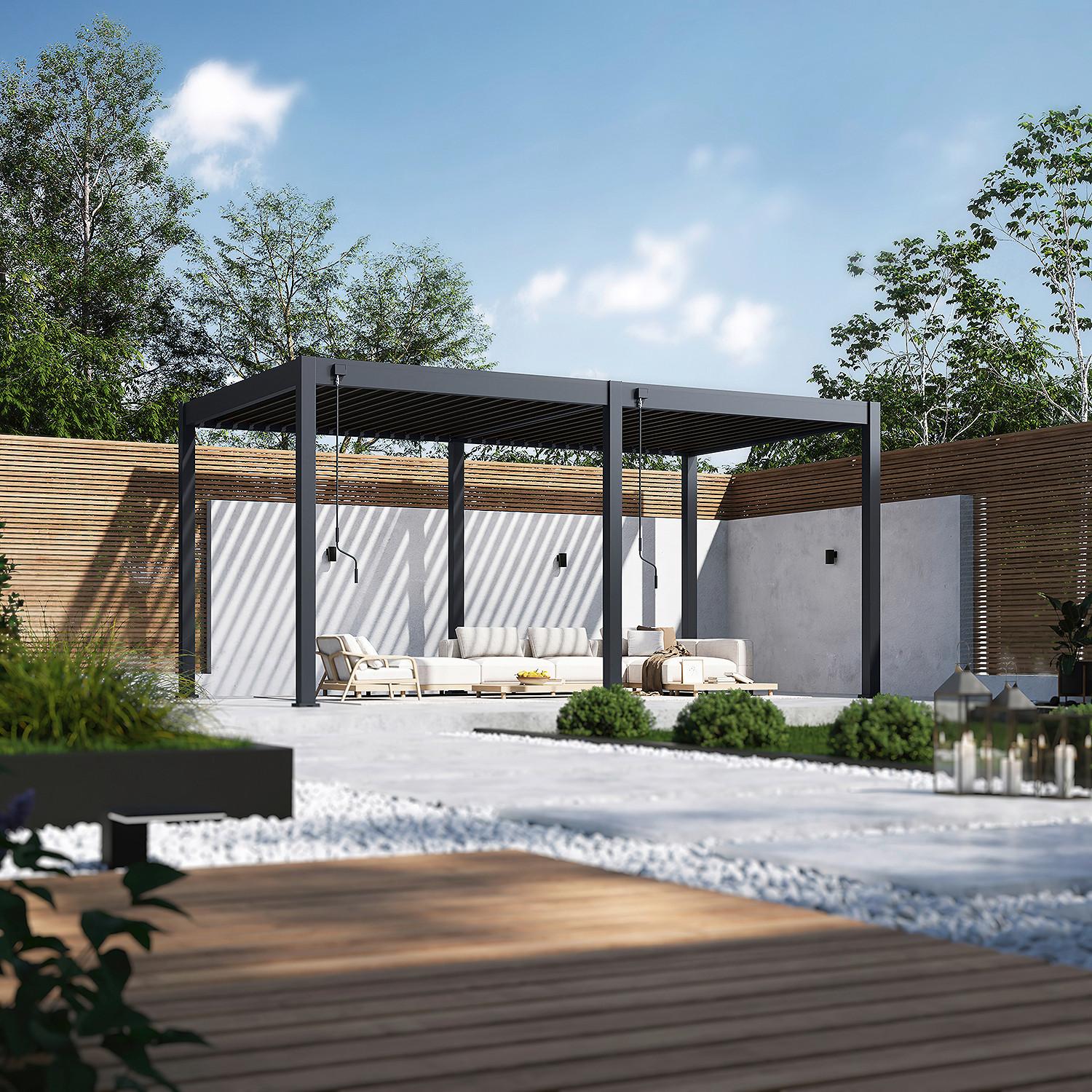 Pavillon CLASSIC ca. 530x300cm Anthrazit wetterbeständig - Anthrazit, Basics, Metall (530/255/300cm) - WEIDE