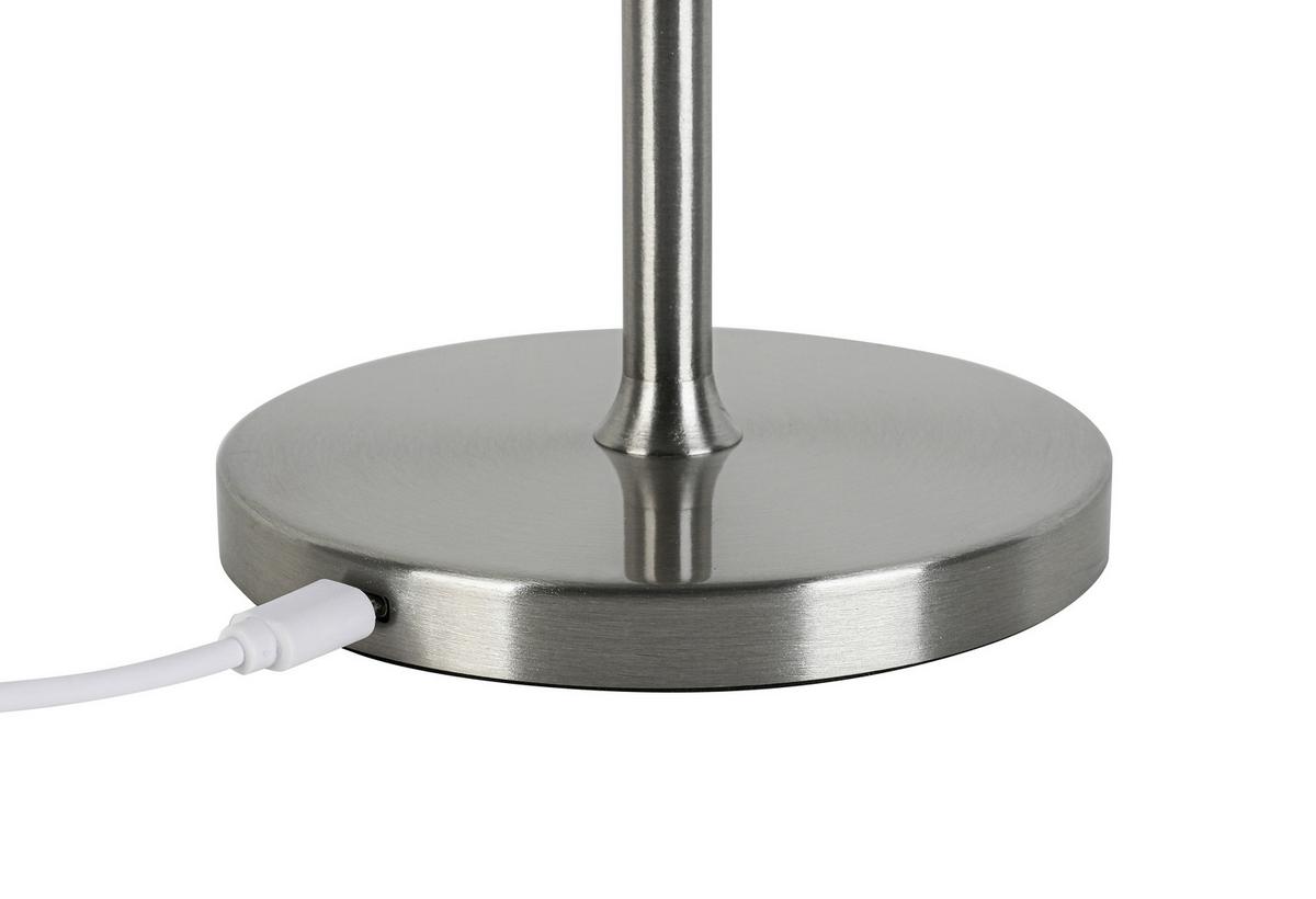 Veioză cu acumulatori Musi - culoare nichel/alb, Modern, plastic/metal (12/30cm) - Mömax