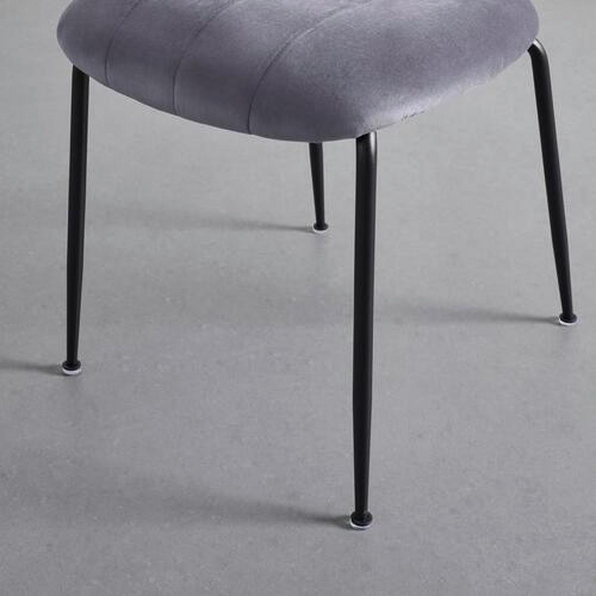 Stuhl Tylor Dunkelgrau Samt Gepolstert - Dunkelgrau/Schwarz, MODERN, Textil/Metall (45/85/58cm) - Bessagi Home