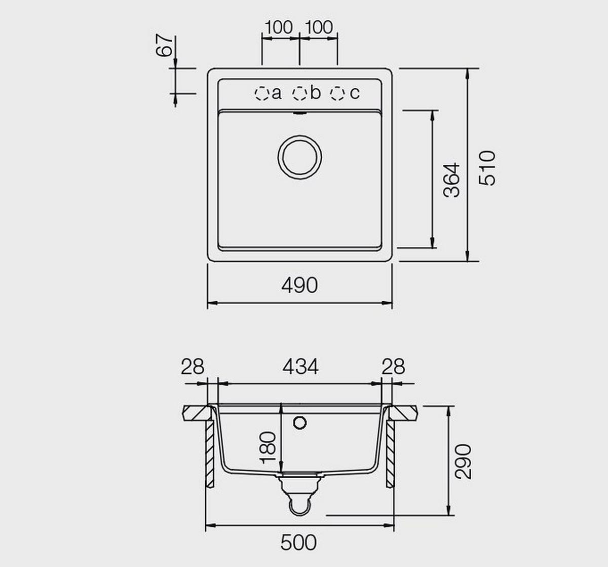 Spüle MONN100SABRO Bronzefarben - Bronzefarben, MODERN, Stein (49/51cm) - Schock