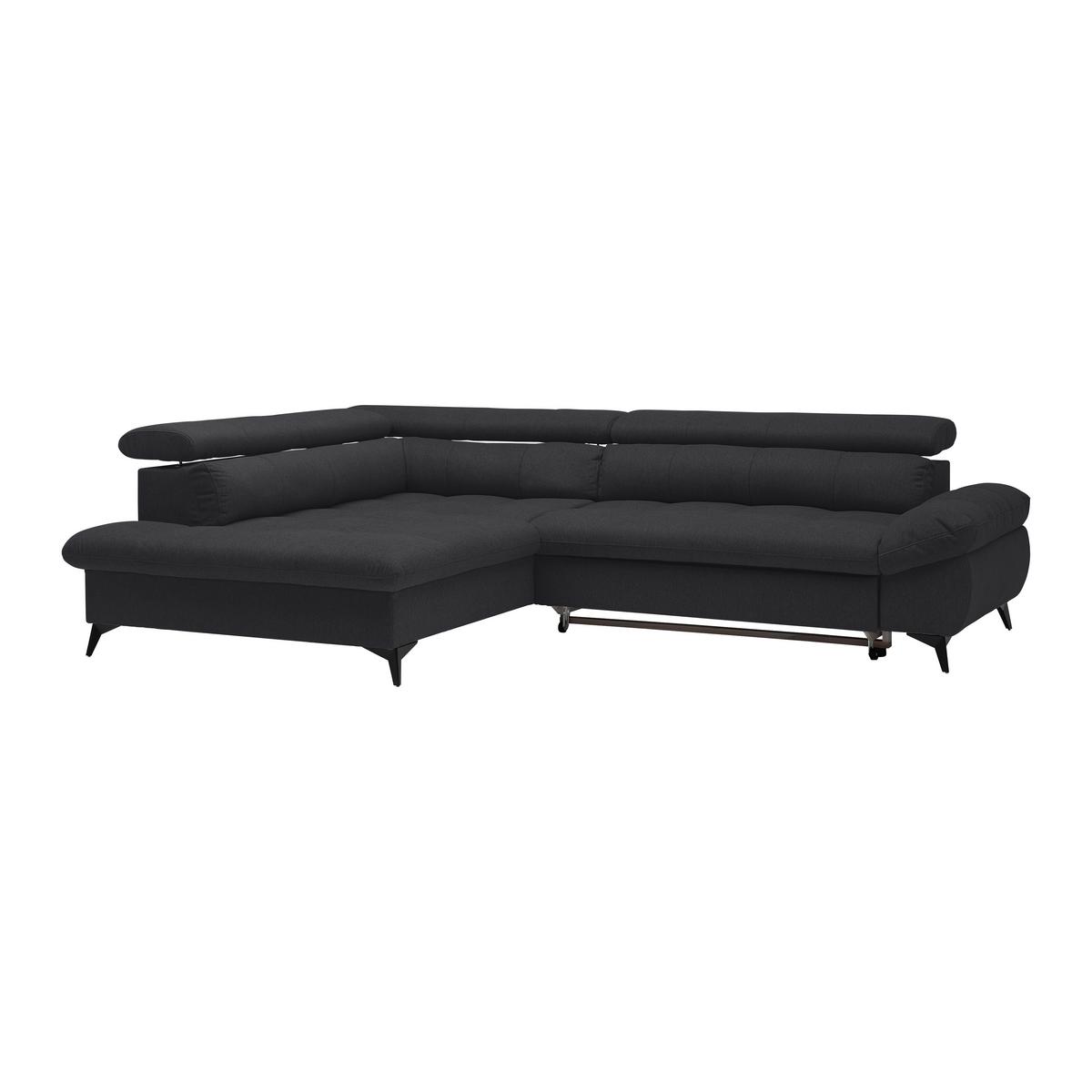Wohnlandschaft Alberto Schwarz - Schwarz, MODERN, Textil/Metall (201/296cm) - Mömax