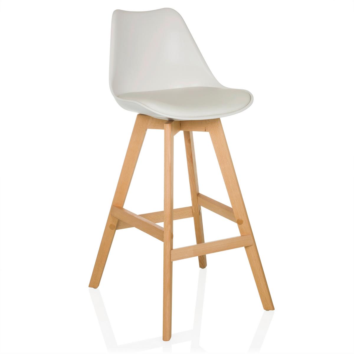 Set Barskih Stolov Scandi High, 2 Kos - bela/barve bukve, Moderno, umetna masa/les (51/99/51cm) - MID.YOU