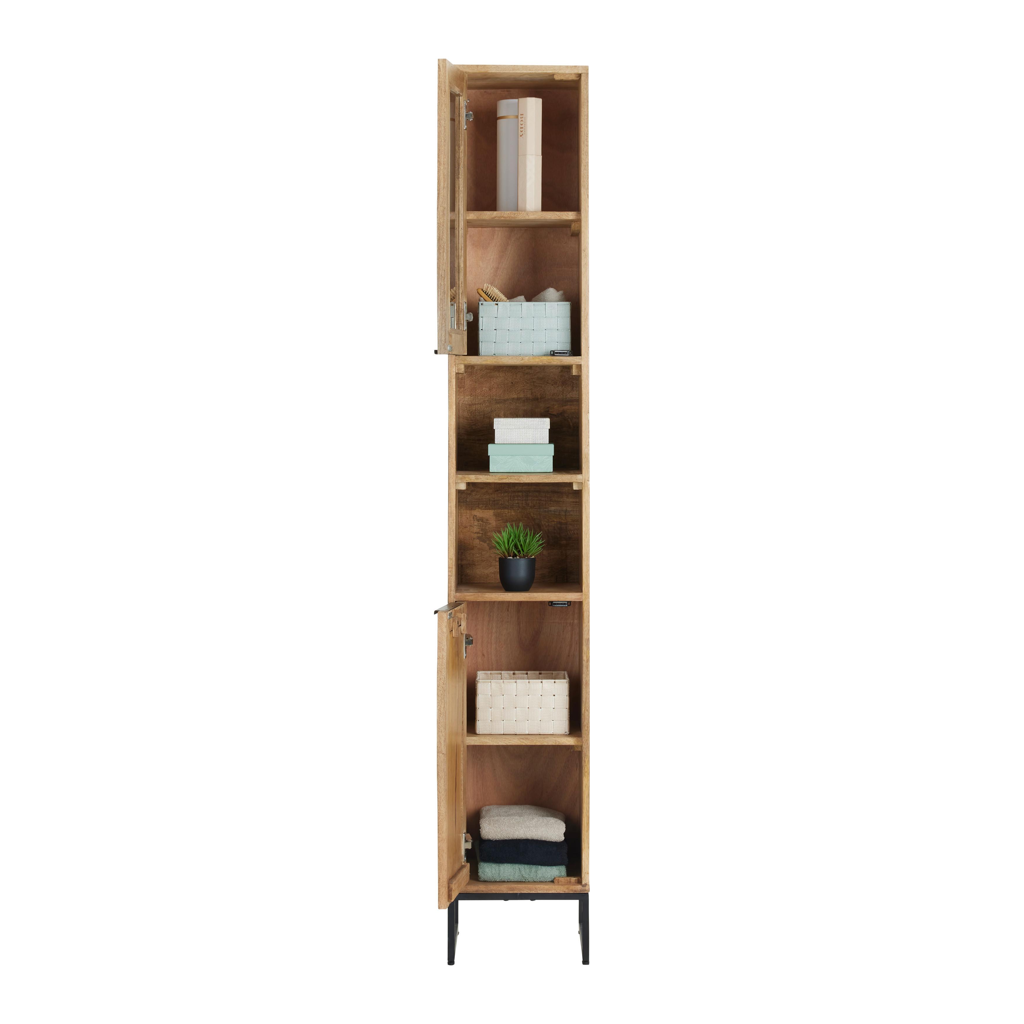 HÖGSKÅP EVEREST -EXKLUSIV- - svart/naturfärgad, Natur, metall/trä (30/190/32cm) - Mömax