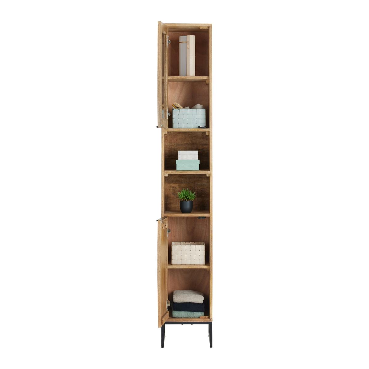 Hochschrank Everest Naturfarben - Schwarz/Naturfarben, Natur, Holz/Metall (30/190/32cm) - Mömax