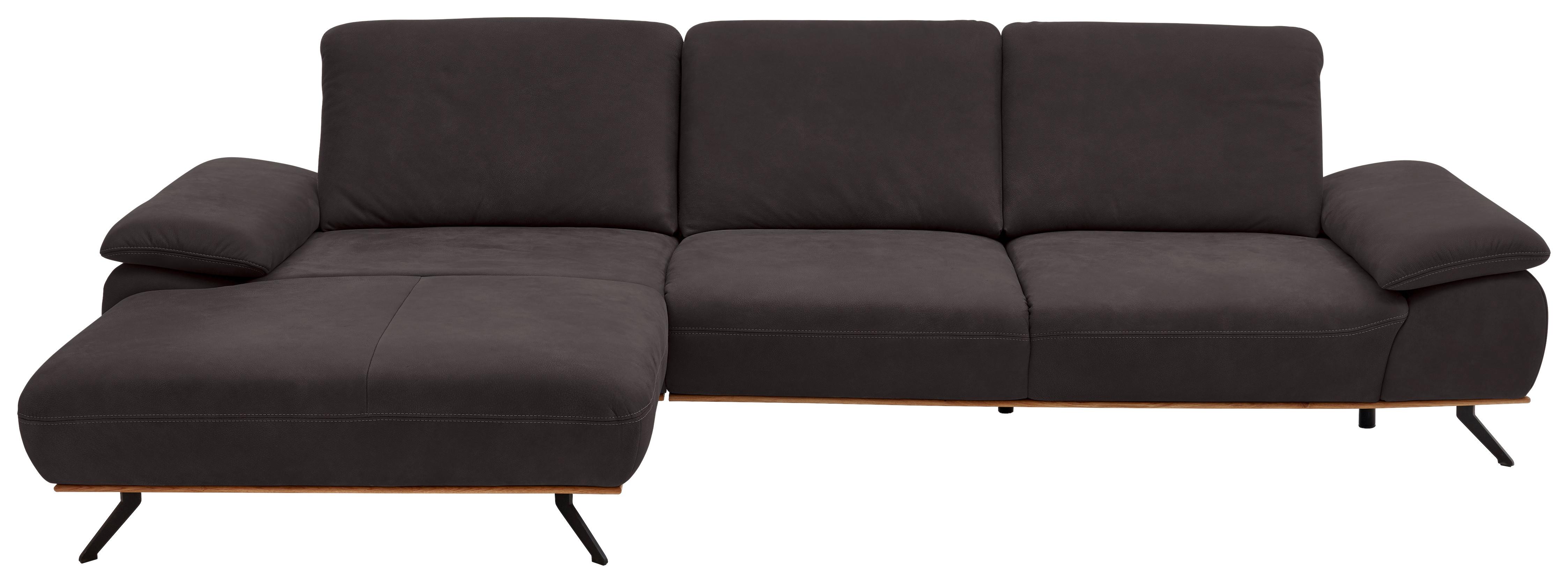 Wohnlandschaft Erling Dunkelbraun - Beige/Dunkelbraun, MODERN, Leder/Metall (187/89/322cm) - Premium Living