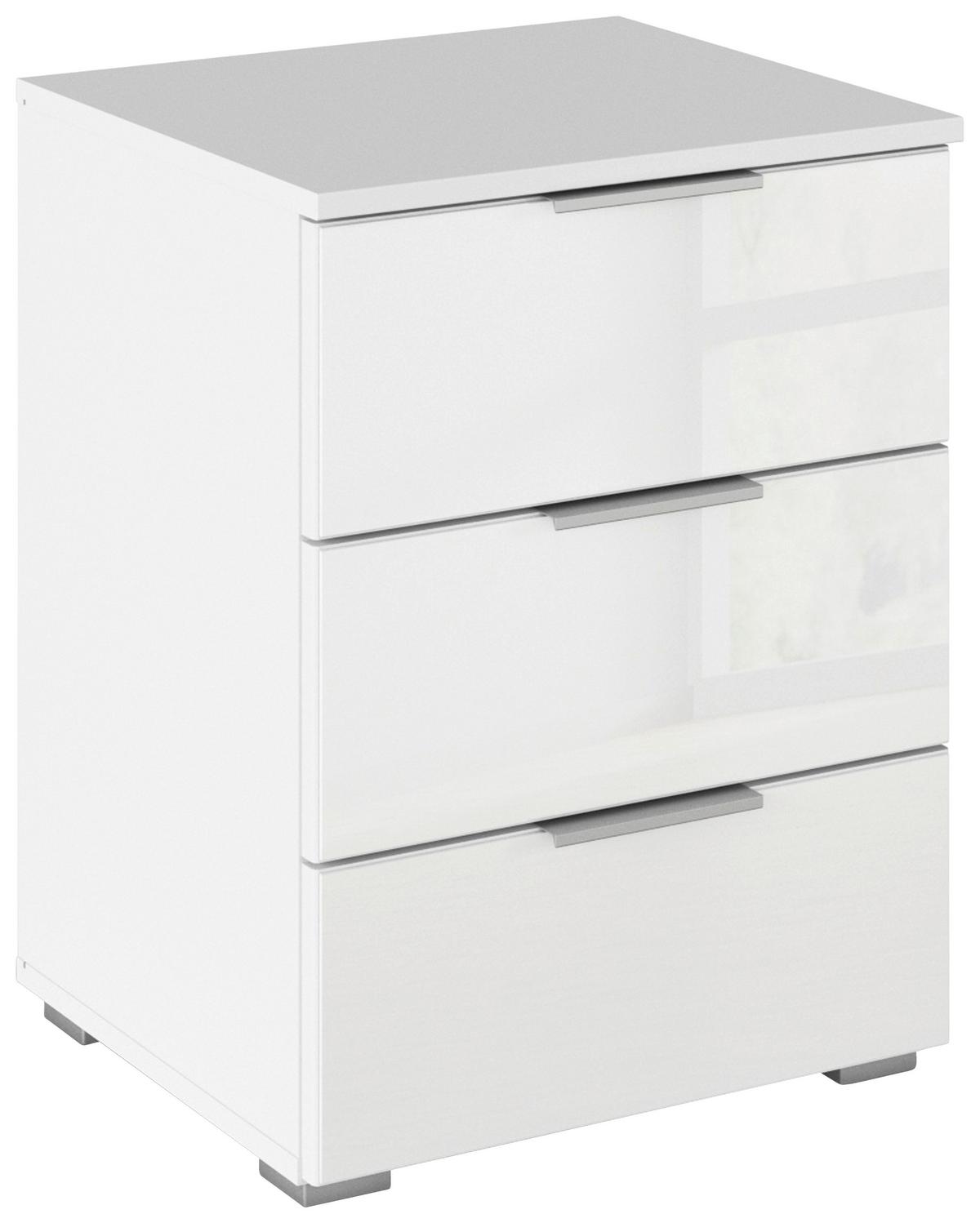 Noćni Ormarić Mars - bijela/bijela visoki sjaj, Konvencionalno, staklo/drvni materijal (47/62/42cm) - Modern Living