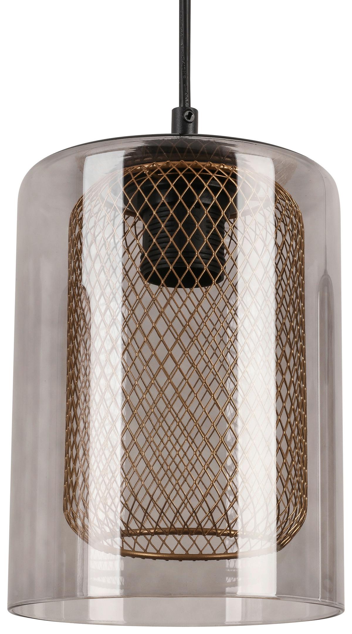 Hängeleuchte Jirmi max. 25 Watt - Goldfarben/Schwarz, MODERN, Glas/Metall (81/15,5/120cm) - Premium Living