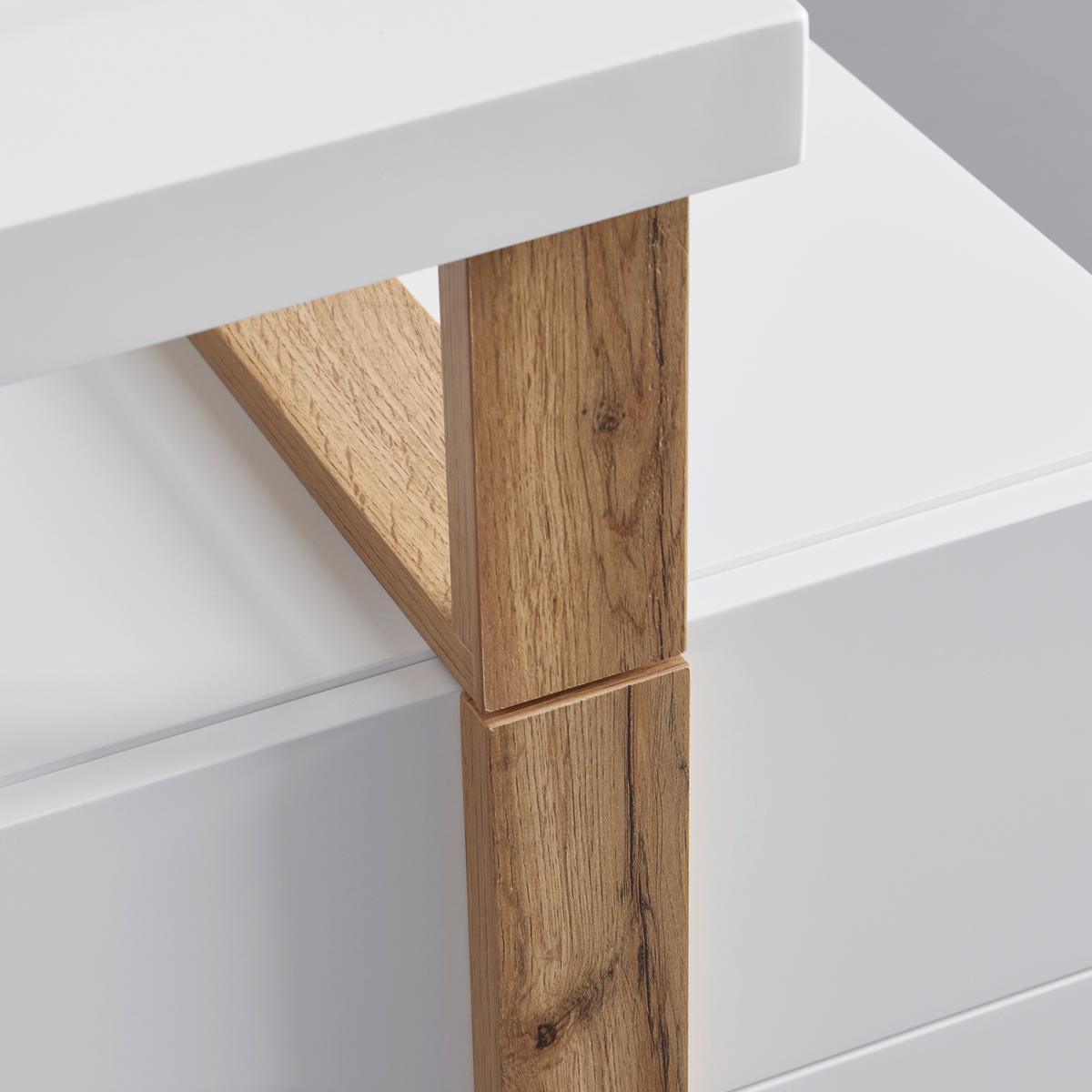 BIURKO FIONA - biały/kolor sosnowy, Modern, materiał drewnopochodny/drewno (137,5/60/76cm) - Bessagi Home