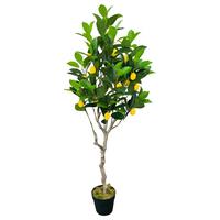 Kunstpflanze Zitronenbaum Hellgelb/Grün ca. 120cm - Dunkelgrün/Hellgelb, Kunststoff/Metall (120cm) - Mömax