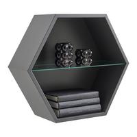 Stenski Regal Edge - antracit, Moderno, steklo/leseni material (51/44/19cm) - Mömax