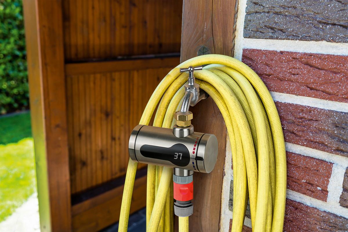 Durchlauferhitzer Maxxmee Schwarz/Edelstahlfarben - Edelstahlfarben/Schwarz, Kunststoff/Metall (14/11,5/6,5cm)