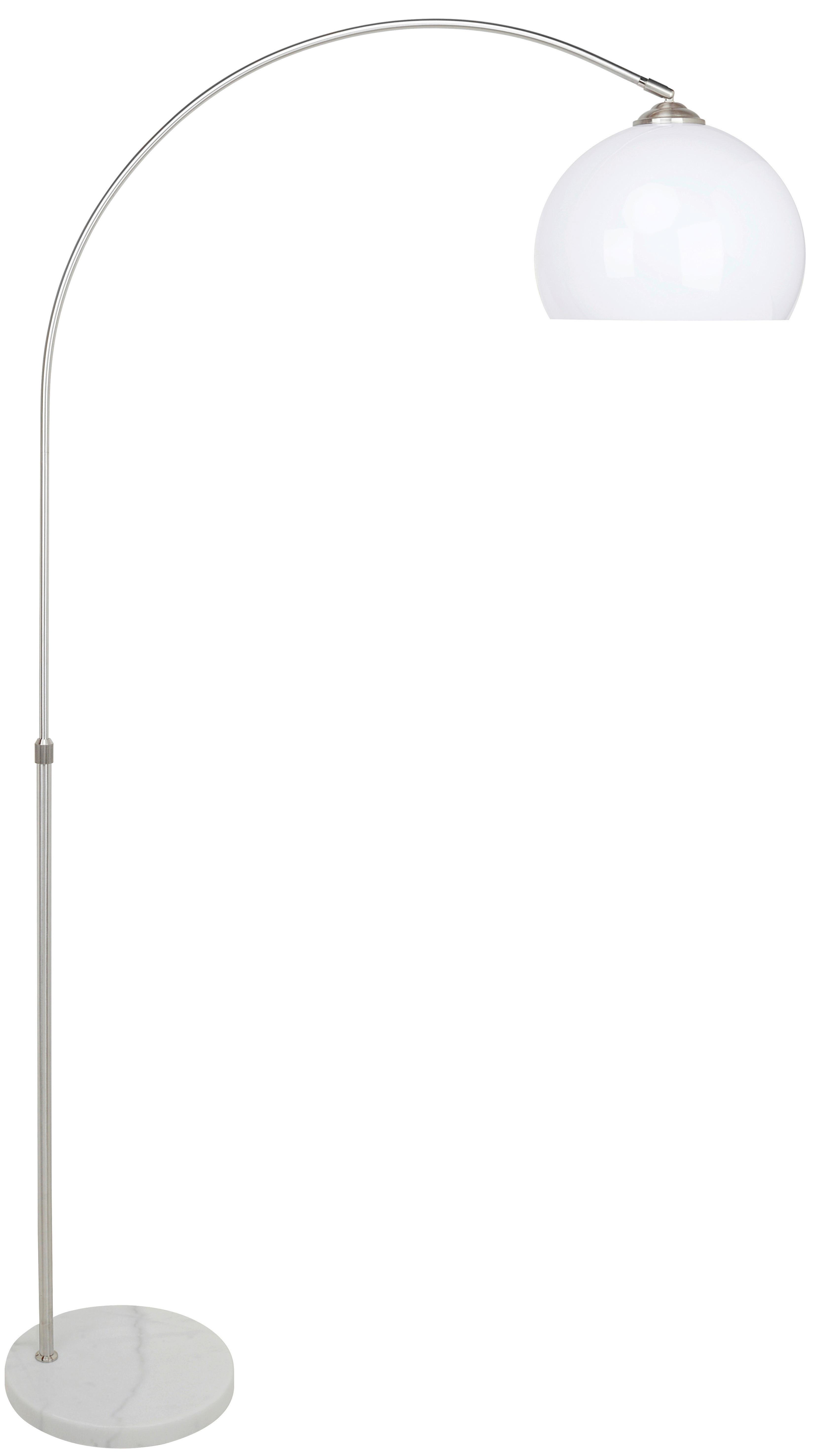 Állólámpa Raman - Nikkel/Fehér, modern, Műanyag/Fém (30/141-196cm) - Modern Living