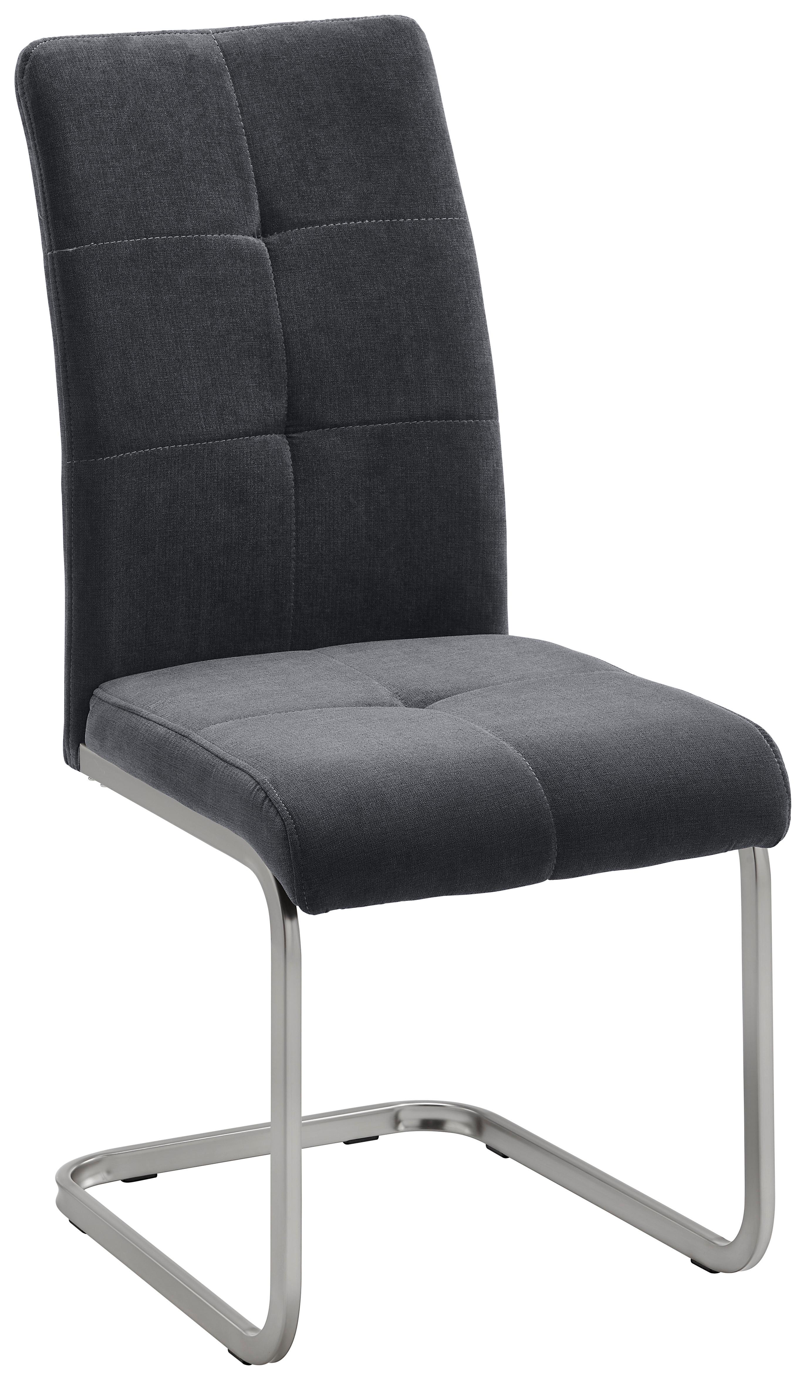 Schwingstuhl Lucie Grau Webstoff Gepolstert - Chromfarben/Grau, MODERN, Holz/Textil (42,5/98/45cm) - Bessagi Home