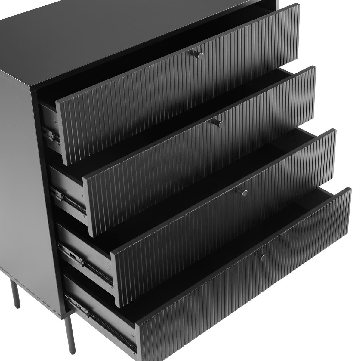 Komoda Karby, Črna - črna, Moderno, kovina/leseni material (90/95/40cm) - MID.YOU