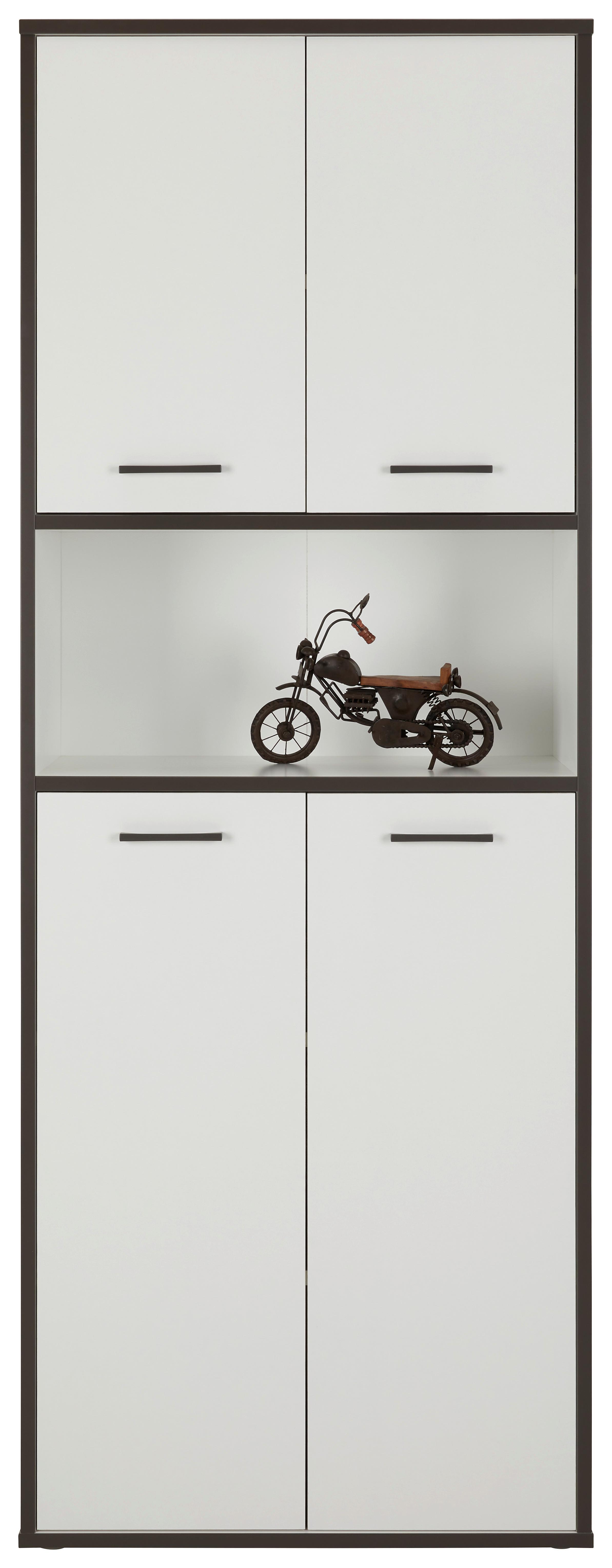 Regalkombination in Weiß/Grau - Weiß/Grau, MODERN, Holzwerkstoff/Kunststoff (84,5/226,5/41,5cm) - Mömax